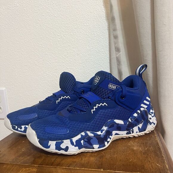 NWOT Adidas D.O.N. Issue 3 Kansas City Jayhawks NCAA Basketball Shoe Blue 5.5 - Picture 4 of 13